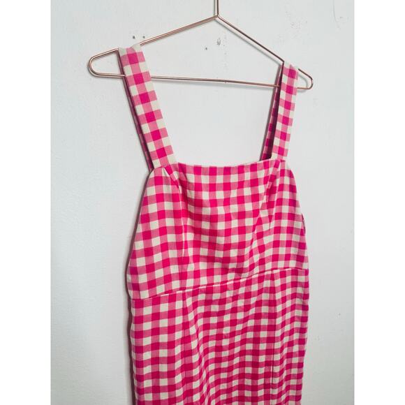 FINDERS KEEPERS Pink White Gingham Check Sleeveless Gigi Midi Dress Size US 10 - Picture 5 of 16
